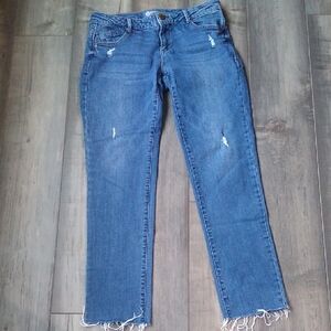 Democracy Blue Distressed Ankle Jeans